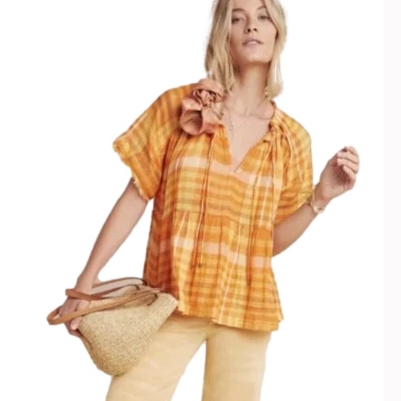 Anthropologie Pilcro The Bette Babydoll Peasant top - Picture 1 of 8